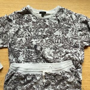 J Crew Toile Sweatpants Sweatshirt PJS sz Large women’s set